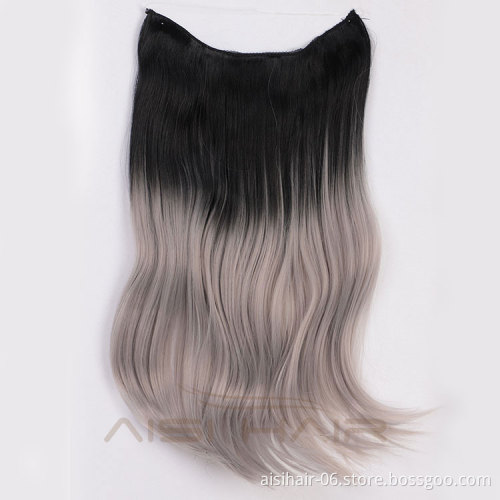 Aisi Hair One Piece Long Natural Straight Hair Extension Multicolor Clip In Heat Resistant Synthetic Fiber Halo Hair Extensions